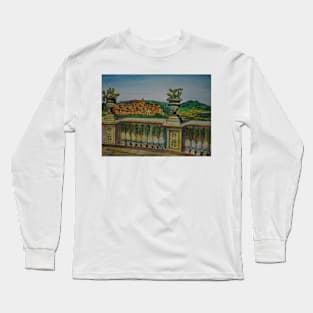 Watercolor Sketch. A View of Calascibetta from Belvedere Park of Enna Long Sleeve T-Shirt